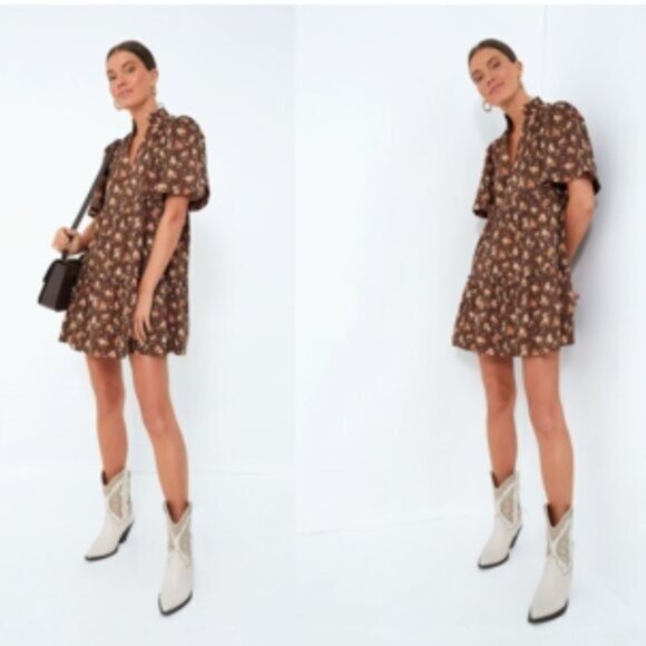 Tuckernuck | NEW Rosewood Chintz Crawford Short Sleeve Mini Dress Size L - Picture 1 of 12